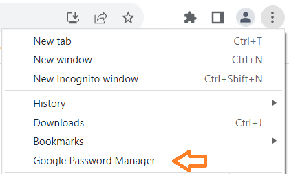 Image of Chrome password manager menu option