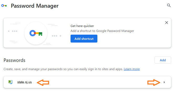 Image of Chrome password manager state.nj.us list item