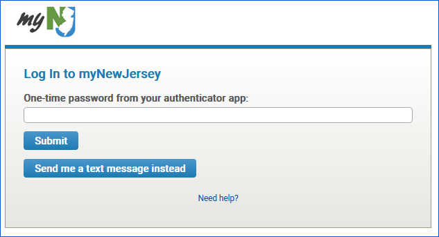 Image of one-time password page for an account with an authenticator app and a mobile number
